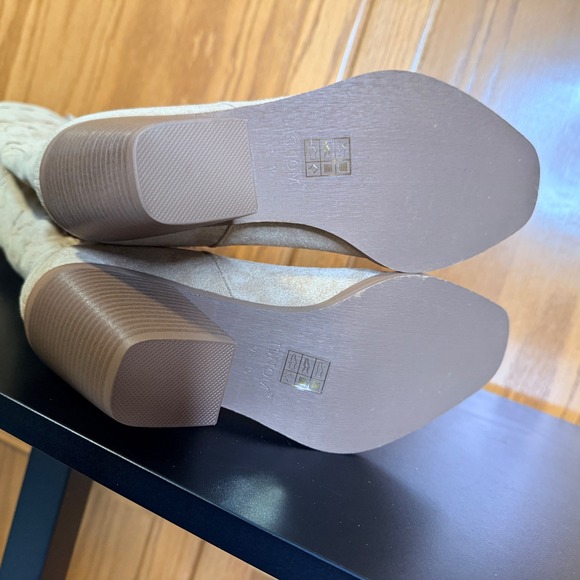 ISNOM Sz 10 Women Tan Faux Suede Western Cowboy Boots Embroidered NIB - Picture 4 of 9